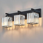 Modern Bathroom Vanity Light 3-Lights Plating Black Crystal Bathroom Wall Light Vanity Light Fixtures