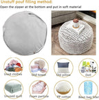 Asuprui Ottoman Pouf Unstuffed Pouf Ottoman Foot Rest 20x12 Inches Fuzzy Chair Round NO Filler Floor Bean Bag Chair Foot Rest with Storage for Living Room Bedroom Cover ONLY Coffee White