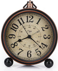 Maxspace 5.5 inch Black European Style Retro Silent Desk Alarm Clock Non-Ticking Whisper Battery Operated, HD Glass Face, Easy to Read for Indoor Decor
