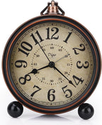 Maxspace 5.5 inch Black European Style Retro Silent Desk Alarm Clock Non-Ticking Whisper Battery Operated, HD Glass Face, Easy to Read for Indoor Decor
