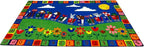 KIDCARPET.COM On The Train Rectangle Classroom Rug | Bordered Area Rug for Preschool Daycare Learning, 7'6" x 12'