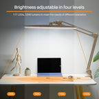 Task Lamp with Clamp, Bright 117PCS LEDs, Metal Swing Arm 24W 2200 Lumen Dimmable Led Desk Lamp for Architect Home Office Study Reading Dorm Workbench Craft, 23 Inch Working Lamp(Gold)