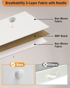 Narrow Dresser for Bedroom, Fabric Tall Dresser & Chests of Drawers with 4 Drawers, Vertical Organizer Storage Tower Unit for Bedroom, Hallway, Entryway White