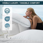 Luxury Down Fiber Pillows Queen Size, Bed Pillows for Sleeping, Pillow for Back, Stomach or Side Sleepers