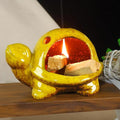 Yellow Ceramic Turtle Palo Santo Burner Holder-Mini Chiminea Incense Dish for Burning Smudge Sticks、Sage、Aromatic Santos、 Incense Cones Fits Altar &Zen Spaces,Unique Gift for Friends & Family