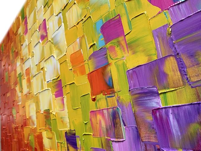 Seekland Art Hand Painted Texture Oil Painting on Canvas Abstract Wall Art Deco Contemporary Artwork Framed Ready to Hang (48 * 24 inch)