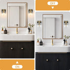 1 Light Modern Bathroom Light Fixtures Over Mirror, Black Gold Vanity Lights for Bathroom Wall Sconces with Clear Glass Shades, E26 Socket (Bulbs Not Included)