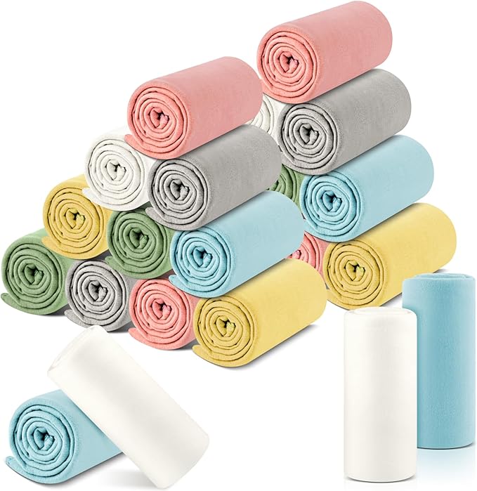 Newwiee 24 Pcs Fleece Throw Blankets Bulk 50'' x 60'' Oeko-tex Standard 100 Certified Spring Outdoor Wedding Guest Blankets Lightweight for Sleepover Donation Lap Pet Sofa Home (Pastel Colors)