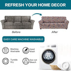 KRFOONN 4 Piece Printed Sofa Couch Cover for 3 Cushion Couches Stretch Sofa Slipcovers with 3 Separate Seat Cushion Covers Washable Furniture Protector with Elastic Bottom (Sofa, 62)