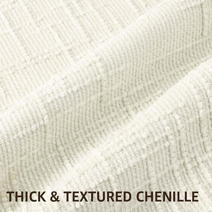 decorUhome Spring Cream White Chenille Euro Sham Throw Pillow Covers 26x26 Set of 2 Textured Slubby Couch Pillow Covers Farmhouse Accent Modern Neutral Decorative Pillow Cases for Bed Sofa Living Room