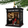 Personalized Barbershop Christmas Ornament 2025, Custom Name Hair Salon Decor, 2D Flat Acrylic Holiday Tree Ornament, Gift for Barber & Stylist