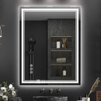 28x36 Inch LED Bathroom Mirror with Frontlit & Backlit（Independent Control）, Lighted Mirror for Bathroom Wall with 3-Color Dimmable & Anti-Fog, Vanity Mirror with Lights