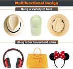 10 PCS Adhesive Hat Hooks for Wall, Strong Hold Hat Hangers, Minimalist Hat Rack Design, No Drilling, Hat Hooks for Baseball Caps, Hat Holder Organizer for Wall, Door, Closet, Office, Bedroom