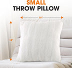 Cheer Collection Faux Fur Throw Pillows - Decorative Pillows for Couch, Bed Throw Pillows, White Accent Pillows for Bedroom or Living Room Aesthetic, Set of 2 Furry Throw Pillows, 18”x18”