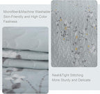 Exclusivo Mezcla Reversible Boho Quilts King Size, Light Blue Bedspreads Lightweight Coverlet All Season Flowers Quilt Bedding Set with Printed Floral Pattern (1 Quilt, 2 Pillow Shams)