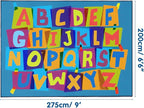 Booooom Jackson ABC Classroom Rug Elementary, Educational Carpet 6’7'’ x 9' Blue Preshool Seating Rug with Alphabet for School, Daycare, Reading Corner, Non-Slip
