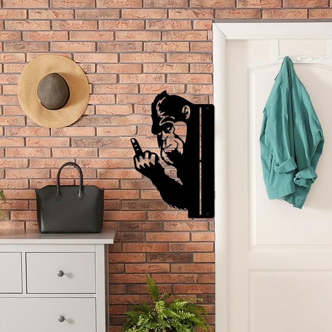 ESTART Peaking a Boo Flipping Off Bigfoot Animal Metal Sign Art Ornament, Animal Peeping Around Signs Corner Tree Garden Fence Farmhouse Outdoor Home Decoration