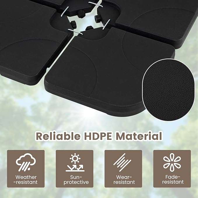 Giantex 4-Piece Fillable Offset Umbrella Base, 238 lbs Heavy Duty HDPE Cantilever Patio Umbrella Stand, Sand & Water Filled Weighted Base Plates, with 4 Connecting Pins for Outdoor Deck & Poolside