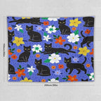 VUMIVI Black Cat Floral Tapestry Red White Hand-Painted Flowers Cute Animals Kids' Doodles Tapestry Wall Hanging for Living Room Bedroom Dorm Classroom Aesthetic Decor W80xL60in