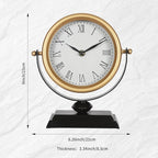 Desk Clock - Classic Vintage Clock and Decorative Shelf Decor,Silent Non-Ticking Clock with Distressed Metal Frame for Office, Living Room or Bedroom