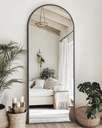 Suidia Arched Full Length Mirror, 58"x18" Floor Mirror Freestanding, Floor Standing Full Body Mirror with Stand for Bedroom, Hanging Leaning Mounted for Living Room Cloakroom, Black