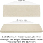 PURE ERA Bullnose Carpet Stair Treads Set Tape Free Non-Slip Indoor Stair Protectors Pet Friendly Rugs Covers Soft Skid Resistant Washable Reusable 9.5" x 30"(7 Pieces,Light Beige)