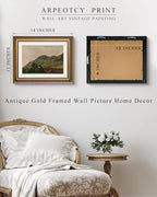 ARPEOTCY Vintage Gold Framed Wall Art Decor, 11x14 Inch Mountain Picture, Retro Landscape Wall Art for Bedroom Office Hallway, Farmhouse Bathroom Decor Aesthetic