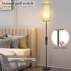 Floor Lamp for Living Room, Modern Standing Lamps with Lampshade, Minimalist Tall Lamp with Chain Switch for Living Room, LED Bulb Included (Beige Shade-Remote Bulb)