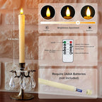 Homemory 2 PCS Flameless Taper Candles with Remote and Timer, 9.6 inch Ivory LED Candle Sticks Battery Operated, Dripless Real Wax Window Candles with 3D Flickering Flame for Fireplace Christmas