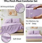CozyLux King Size Comforter Set Lavender, 7 Pieces Bed in A Bag Light Purple Comforter King Size, Pinch Pleat Bedding Set with All Season Comforter, Sheets, Pillowcases & Shams