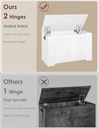 DINZI LVJ Storage Chest, 31.5”Wooden Toy Box with 2 Safety Hinges, Entryway Storage Bench with Flip-Top, Sturdy Storage Trunk for Living Room, Bedroom, Easy Assembly, White