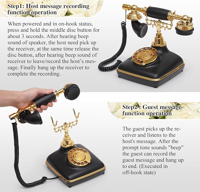 UKBW Audio Guest Book Wedding Phone, Audio Phone Guestbook, Record Audio Messages with Guestbook, Guestbook Alternative for Wedding, Birthday Party, Baby Shower, Anniversary, Engagement(Black)