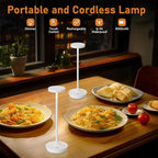 2 Pack Led Cordless Rechargeable Waterproof Table Lamp(Battery Operated Touch Light 3 Color Dimming Portable Night Lamp IP54 Waterproof Suitable For Indoor Outdoor Patio Restaurant Dining Home)White