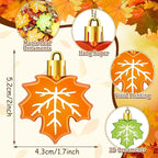 JULMELON 24PCS Fall Leaf Ornament for Tree, Thanksgiving Maple Leaves Hanging Ornaments with Rope Maple Pendant for Farmhouse Rustic Party Favors Craft Supplies Decor