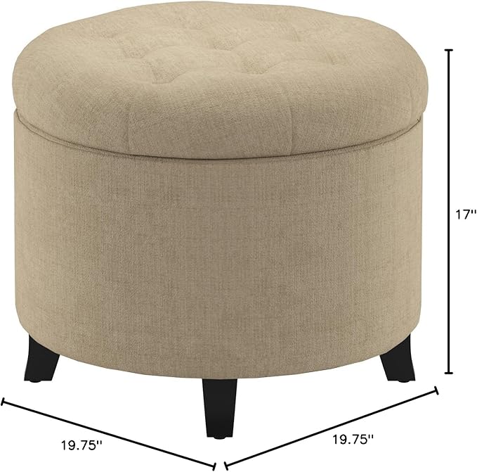 Convenience Concepts Designs4Comfort Storage Ottoman, Tan Fabric