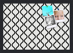 PinPix 20x14 Inch Cork Bulletin Board. This Decorative Framed Pin Board Comes with Black and White Waves Design and a Satin Black Frame. Ideal for Home Office Decor or Message Board (PinPix-194)