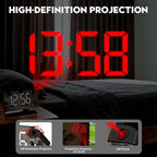 SZELAM Digital Clock,Alarm Clock Bedside with Projection,7.3" Mirror Clock with 180°Rotating Projector,Dual Alarm with 3 Mode,Brightnee Adjust,DST,Snooze,Charging Port,5 Levels Volume for Desk Teens
