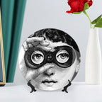 Lina Cavalieri Plate, Wall Decorative Plate, Mysterious Face Plate Wall Hanging Decoration,Including Bracket and Special Spring Hook, 8inch, Style10