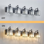 5-Light Black Bathroom Light Fixtures Over Mirror Modern Vanity Lights Crystal Wall Sconce Vintage Bathroom Lighting with Crystal Shade E26 Base for Bedroom, Living Room, Hallway