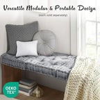 Intelligent Design Azza Floor Pillow, Large Cushions Sitting for Adults, Floor Pillow for Meditation or Yoga, Lustrous Chenille Tufted with Scalloped Edges for Bench/Chair Cushion, 20"x20"x5" Grey