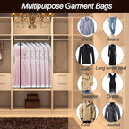 Suit Bags for Closet Storage Garment Bag (24'' x 40'' Set of 12) Clear Garment Bags for Hanging Clothes Plastic Waterproof Suit Cover Bag with Zipper for Coats, Jackets, Shirts Closet