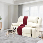 Reclining Sectional Couch Covers Velvet L Shape Recliner Sofa Middle Console Cover for Dogs Pets Washable Anti Slip 1 Additional Recliner Center Console Slipcovers (1 Console, Wine Red)