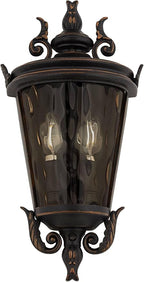 John Timberland Casa Marseille Vintage Outdoor Wall Light Fixture Veranda Bronze 17" Champagne Hammered Glass for Exterior House Porch Patio Outside Deck Garage Yard Front Door Garden Home