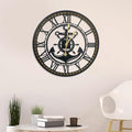 16 Inch Wall Clock, Anchor Wall Clock, Silent Non Ticking, Battery Operated Large Decor Clocks for Living Room Decor, Kitchen, Office (Nautical Style)