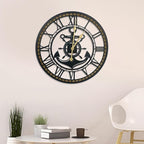 16 Inch Wall Clock, Anchor Wall Clock, Silent Non Ticking, Battery Operated Large Decor Clocks for Living Room Decor, Kitchen, Office (Nautical Style)