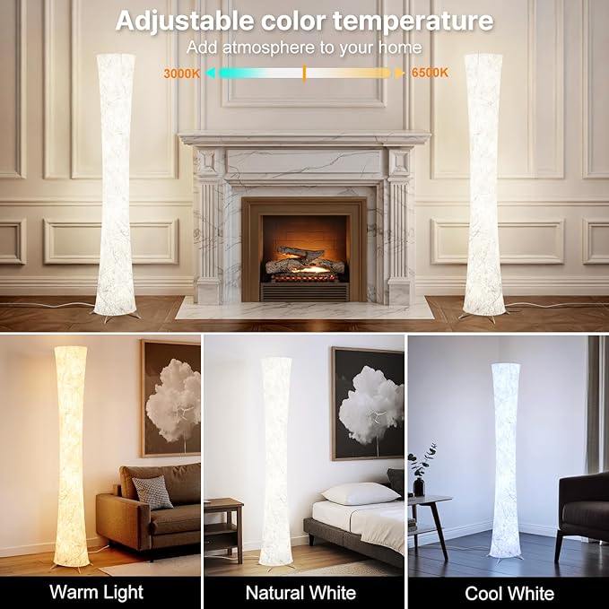 WORLD WIN LED Floor Lamp for Living Room, 61'' Modern Floor Lamp with 3 Color Temperature Light, APP & Remote Control, Timer Setting, Dimmable Standing Corner Lamps for Bedroom, Office