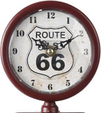 Lily's Home Old Fashioned Route 66 Gas Pump Mantle Clock, Silent-Non-Ticking with Quartz Movement, Makes an Ideal Gift for Antique Sign Collectors, Brown/Red (13 1/2" x 4 3/4")
