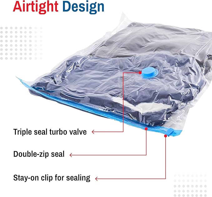 10 Pack Medium Vacuum Storage Bags for Comforters, Blankets & Clothes – Vacuum Sealed Compression Bags with Hand Pump – Space Saver Storage Bags for Bedding, Moving, Travel & Organization