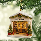 Personalized Hair Salon Christmas Ornament 2025, Flat Acrylic 2D Printed Ornament, Custom Hair Stylist Ornament, for Hairdresser, Christmas Tree Decoration