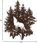 SIGNLEADER Metal Wall Art Decor Wolf and Pine Tree Minimalist Modern Abstract Wall Sculpture Hangings Home Decoration for Living Room, Bedroom, Bathroom, Kitchen, Outdoor - 36" Bronze